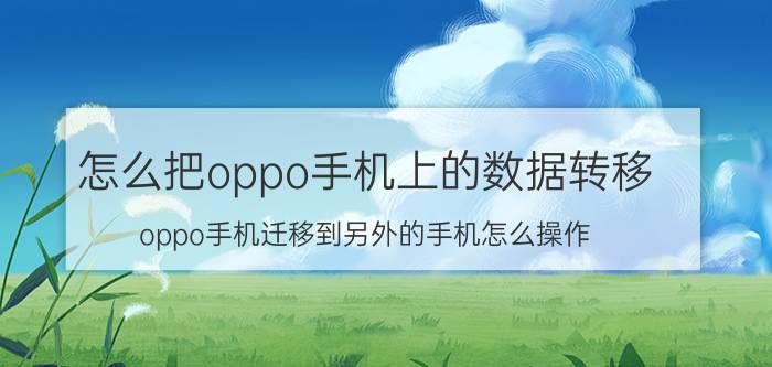 怎么把oppo手机上的数据转移 oppo手机迁移到另外的手机怎么操作？